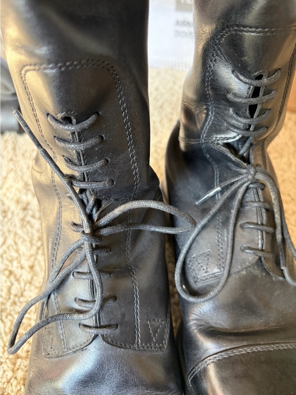 Ariat Black Leather Knee-High Lace-Up Riding Boots Size 7 - Picture 3 of 12